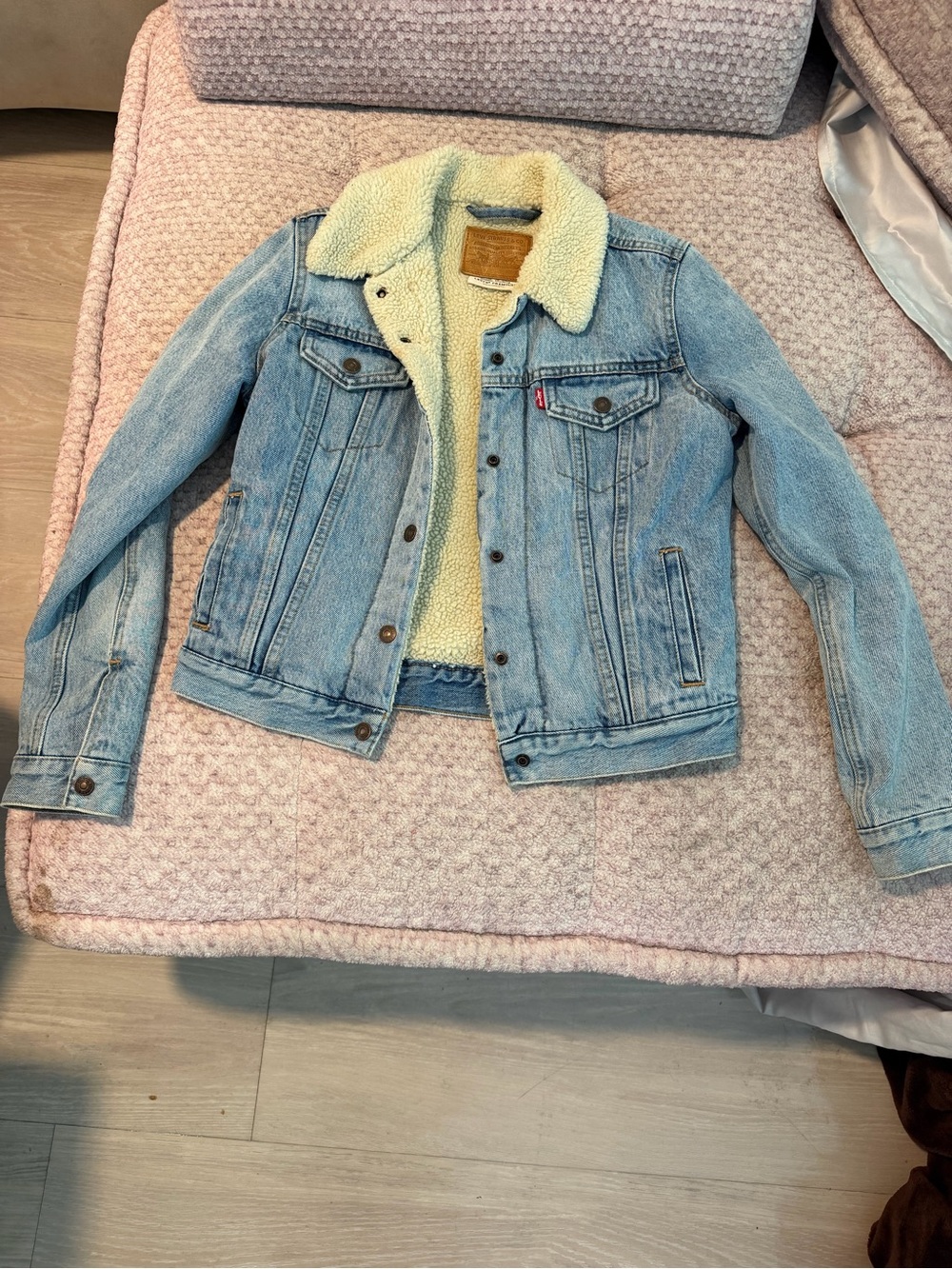 Levi's Light Blue Denim Jacket with Cream Sherpa Collar
